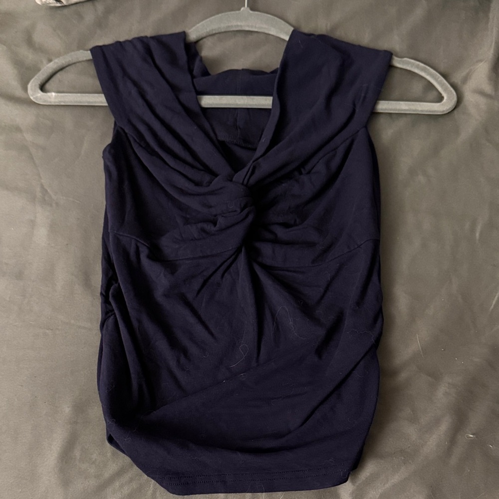Navy Sleeveless Twist Top